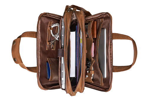 Luxorro Full Grain Leather Briefcases For Men in a Beautiful Gift Box, Fits 15.6" Laptop, Light Brown, 3 Compartments - B08FZBXBZ1 - B - Luxorro