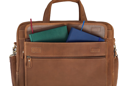 Luxorro Full Grain Leather Briefcases For Men in a Beautiful Gift Box, Fits 15.6" Laptop, Light Brown, 3 Compartments - B08FZBXBZ1 - B - Luxorro