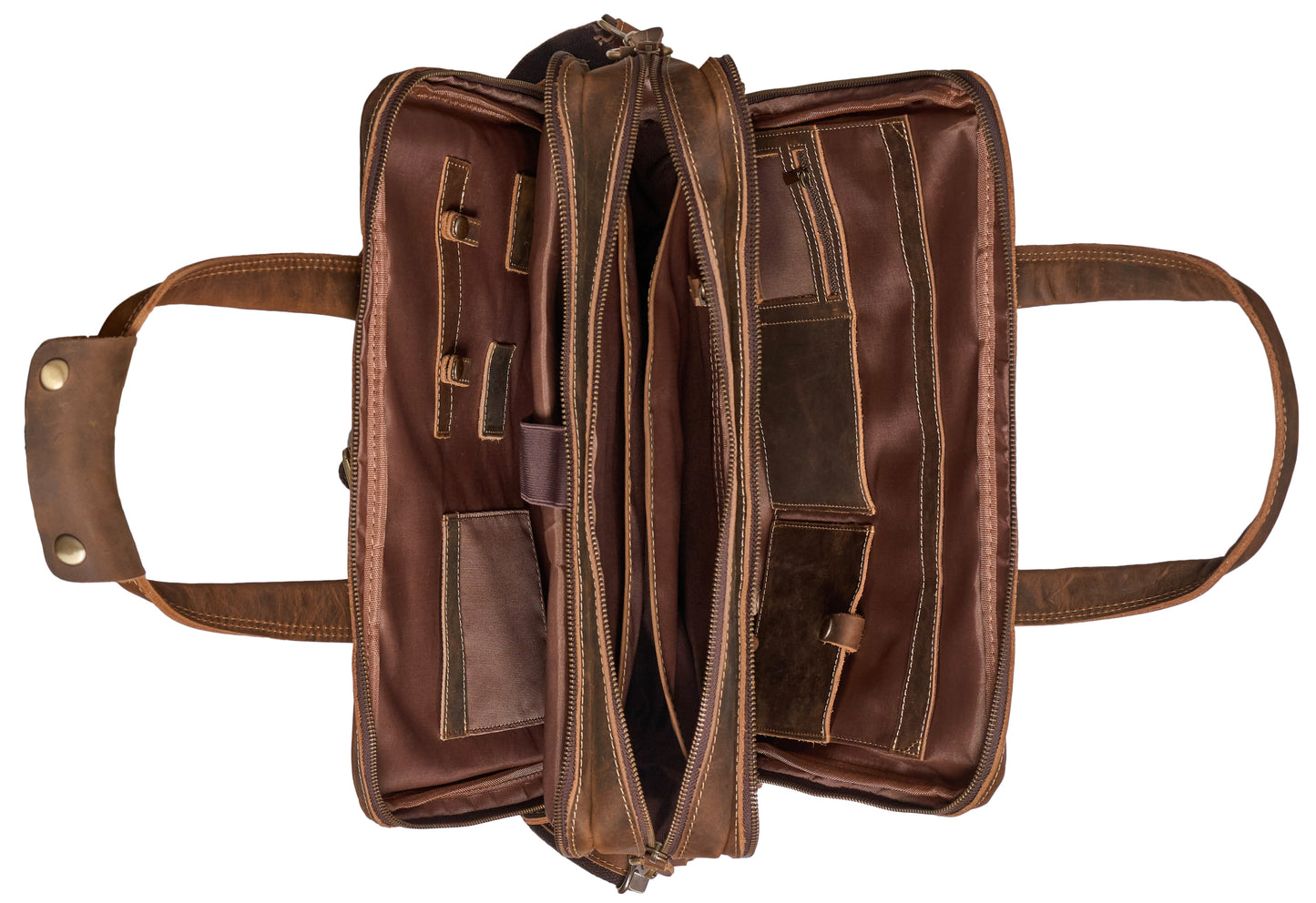 Luxorro Full Grain Leather Briefcases For Men in a Beautiful Gift Box, Fits 15.6" Laptop, 2 Compartments - Dark Brown- B08FZB9SDP - A - Luxorro