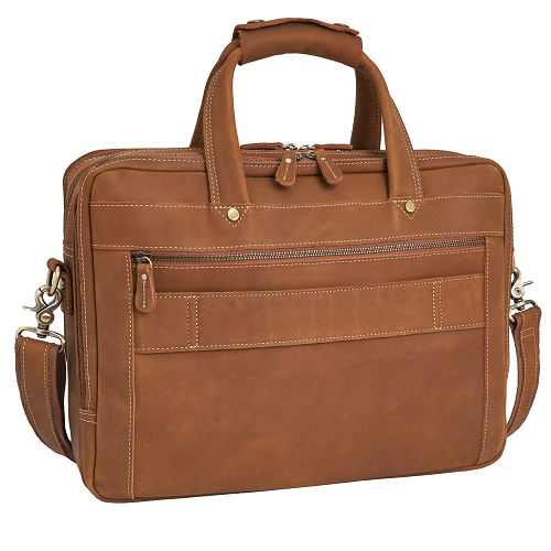 Luxorro Full Grain Leather Briefcases For Men in a Beautiful Gift Box, Fits 15.6" Laptop, Light Brown, 3 Compartments - B08FZBXBZ1 - B - Luxorro