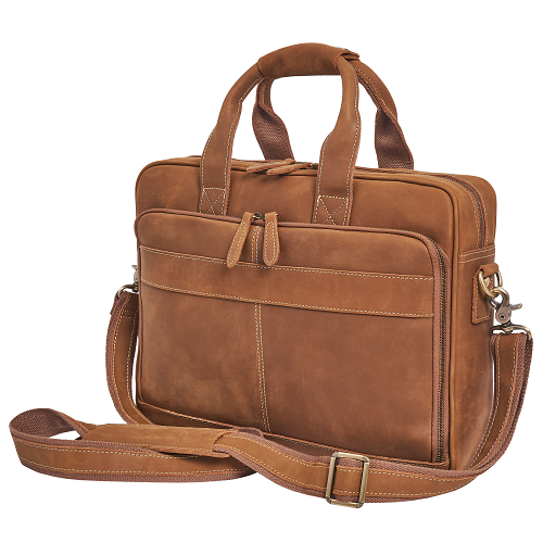Products Luxorro Full Grain Leather Briefcases For Men in a Beautiful Gift Box, Fits 15.6" Laptop, Light Brown, 2 Compartments - B07X11YHVH - A - Luxorro