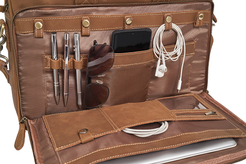 Products Luxorro Full Grain Leather Briefcases For Men in a Beautiful Gift Box, Fits 15.6" Laptop, Light Brown, 2 Compartments - B07X11YHVH - A - Luxorro