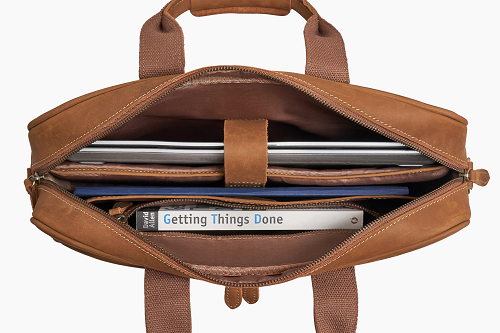 Products Luxorro Full Grain Leather Briefcases For Men in a Beautiful Gift Box, Fits 15.6" Laptop, Light Brown, 2 Compartments - B07X11YHVH - A - Luxorro