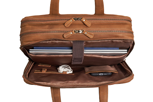 Luxorro Full Grain Leather Briefcases For Men in a Beautiful Gift Box, Fits 15.6" Laptop, Light Brown, 3 Compartments - B08FZBXBZ1 - B - Luxorro