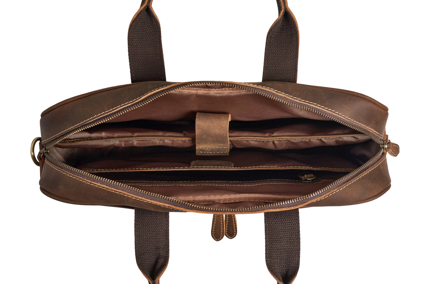 Luxorro Full Grain Leather Briefcases For Men in a Beautiful Gift Box, Fits 15.6" Laptop, 2 Compartments - Dark Brown- B08FZB9SDP - A - Luxorro