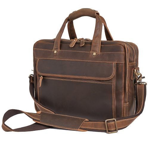 Luxorro Full Grain Leather Briefcases For Men in a Beautiful Gift Box, Fits 15.6" Laptop, Dark Brown - B08FZBXGSB - B - Luxorro