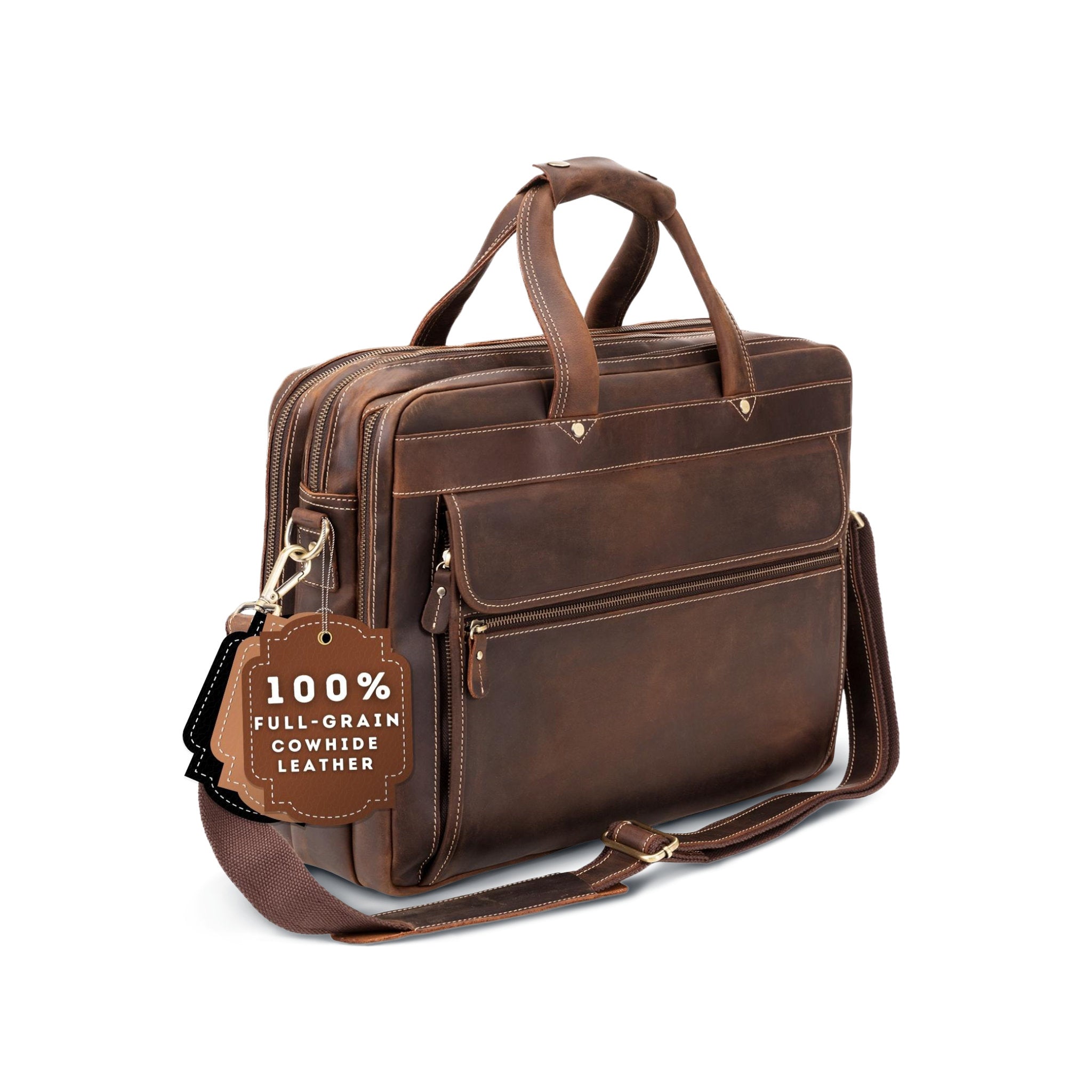 Luxorro Full Grain Leather Briefcases For Men in a Beautiful Gift Box