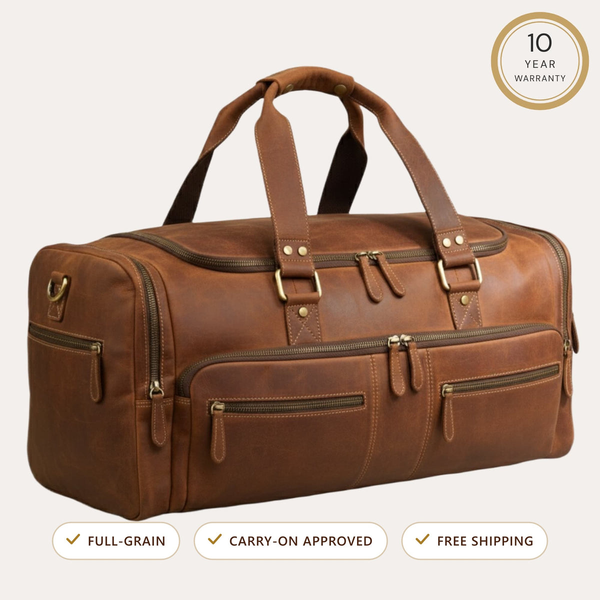 Luxorro 100% Full Grain Leather Duffel Bag - Only Duffel You will Need