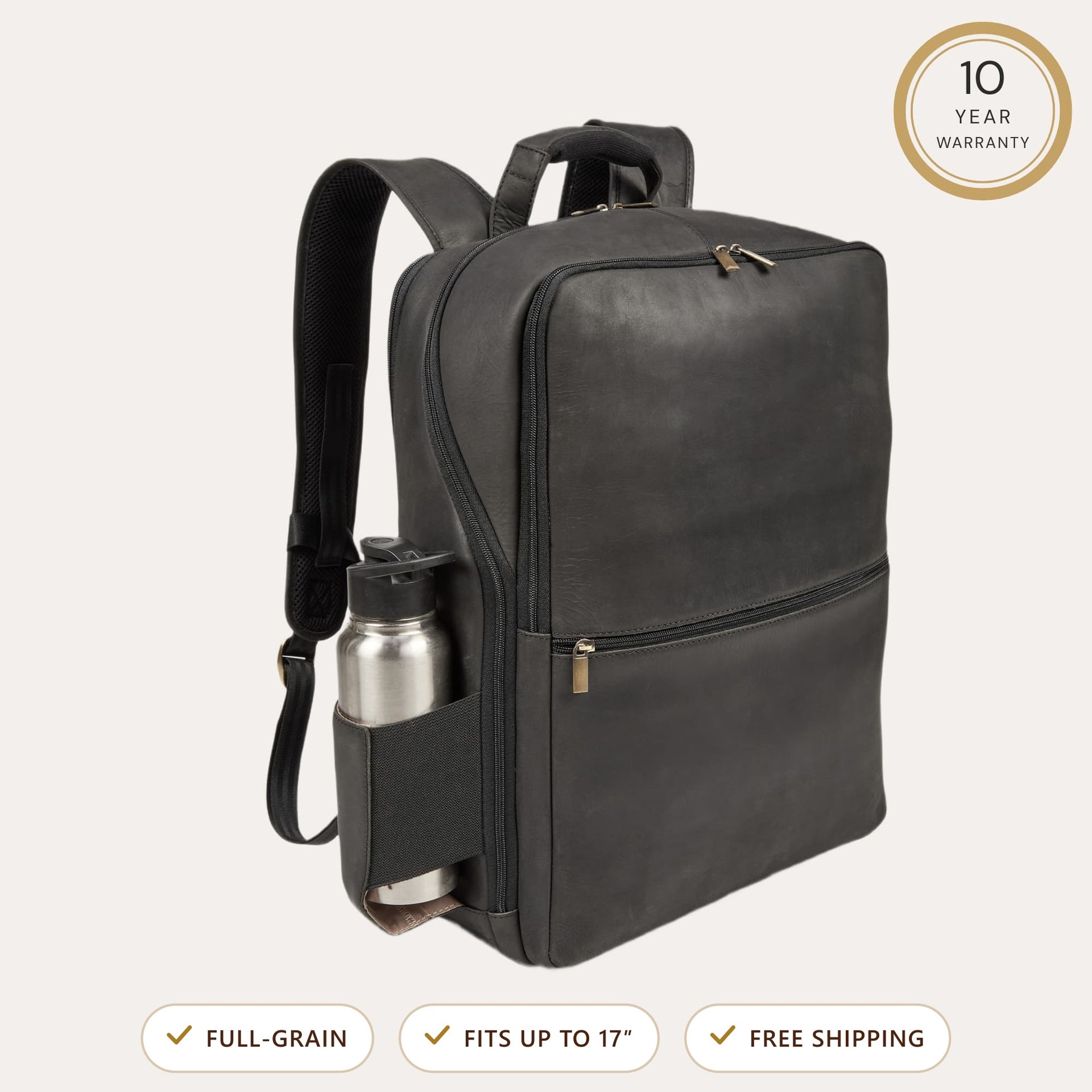 ahead of the pack leather computer backpack Piel Front Pocket Backpack, Black, One Size Carefully crafted by artisans in the highlands of Ecuador Leather Commuter Backpack Black