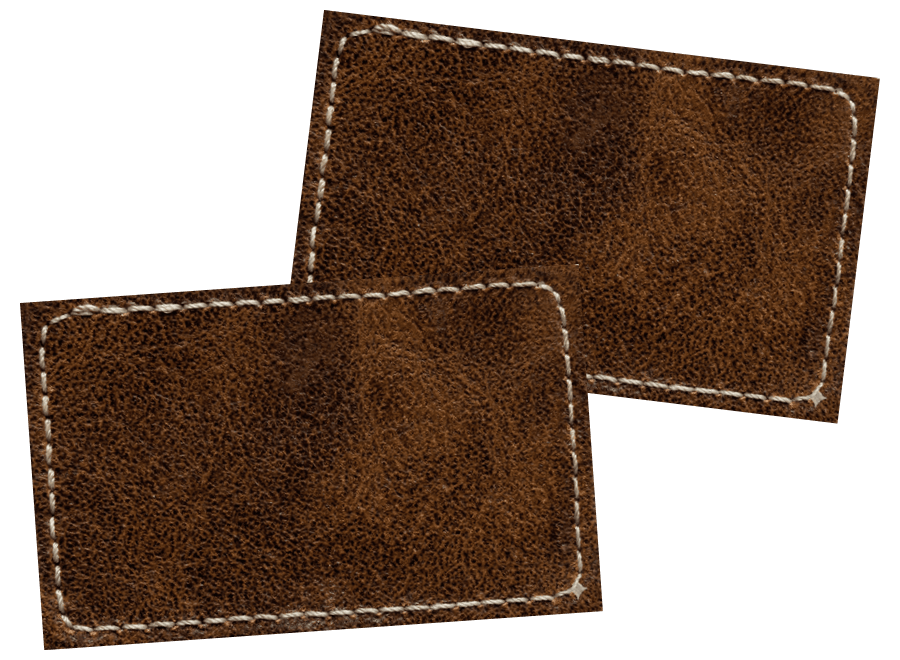 Two leather patches — outside and inside